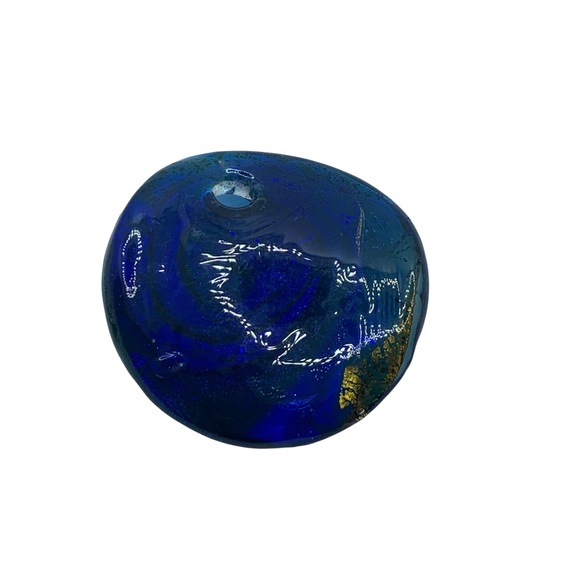 Vintage art glass pendant Round Blue & Gold Translucent Home Studio - Picture 5 of 5